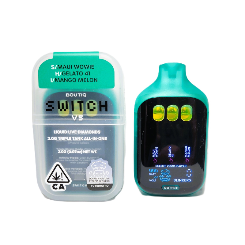 BOUTIQ Switch V5 – Maui Wowie (Sativa) | Gelato 41 (Hybrid) | Mango Melon (Indica) 2g